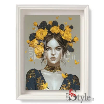 Eleganza Dorata Quadro moderno "Donna con fiori gialli"
